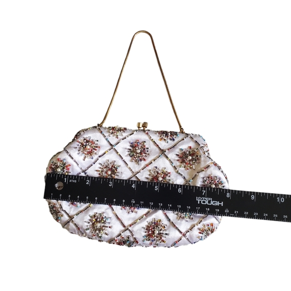 Satin Beaded Clutch /Evening Bag/Formal Events/Prom /Vintage - Picture 8 of 13